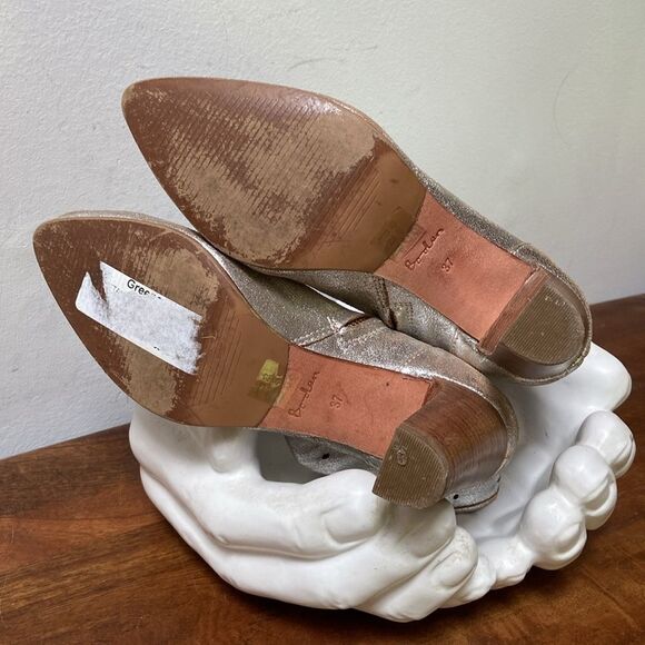 Boden Leather Silver Metalic Ankle Booties Size 37 - Picture 9 of 12